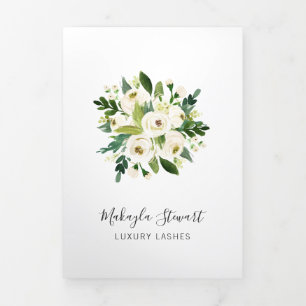 Elegant Floral Lashes Business Trifold Brochure Drieluik Kaart