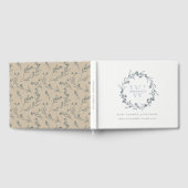 Elegant Floral Laurel Wreath Monogram Baby shower Gastenboek (Volledig)