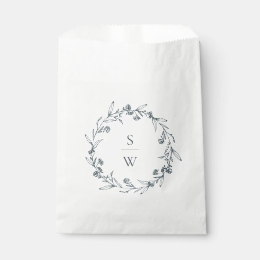 Elegant Floral Laurel Wreath Monogram Wedding Bedankzakje (Voorkant)