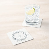 Elegant Floral Laurel Wreath Monogram Wedding Kartonnen Onderzetters (Insitu)