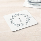 Elegant Floral Laurel Wreath Monogram Wedding Kartonnen Onderzetters (Schuin)