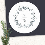 Elegant Floral Laurel Wreath Monogram Wedding Ronde Sticker<br><div class="desc">Als u nog meer aanpassingen nodig hebt,  kunt u mij op yellowfebstudio@gmail.com vrij klikken.</div>