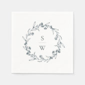 Elegant Floral Laurel Wreath Monogram Wedding Servet (Voorkant)