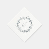 Elegant Floral Laurel Wreath Monogram Wedding Servet (Hoek)