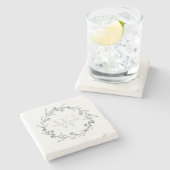 Elegant Floral Laurel Wreath Monogram Wedding Stenen Onderzetter (Zijkant)