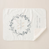 Elegant Floral Laurel Wreator Monogram Baby Stats Sherpa Deken (Voorkant (horizontaal))
