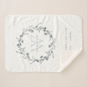 Elegant Floral Laurel Wreator Monogram Baby Stats Sherpa Deken (Voorkant (horizontaal))