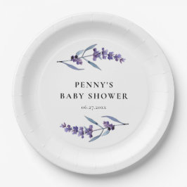 Elegant Floral Lavendel Baby shower Papieren Bordje