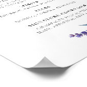 Elegant Floral Lavendel Bar menu Poster (Hoek)