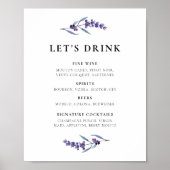 Elegant Floral Lavendel Bar menu Poster (Voorkant)
