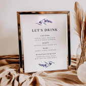 Elegant Floral Lavendel Bar menu Poster