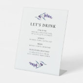 Elegant Floral Lavendel Bar menu Reclamebord Met Voetstuk (Voorkant)