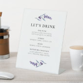 Elegant Floral Lavendel Bar menu Reclamebord Met Voetstuk (Insitu)