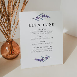 Elegant Floral Lavendel Bar menu Reclamebord Met Voetstuk