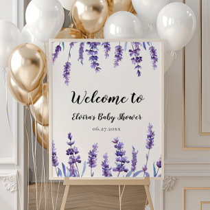 Elegant floral lavender Baby shower welkom Poster