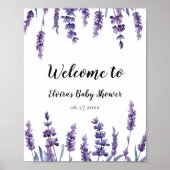 Elegant floral lavender Baby shower welkom Poster (Voorkant)
