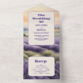 Elegant floral lavender bruiloft all in one uitnodiging (Binnen)