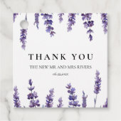Elegant floral lavender bruiloft bedankjes labels (Voorkant)