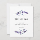 Elegant floral lavender bruiloft bedankkaart (Voorkant)
