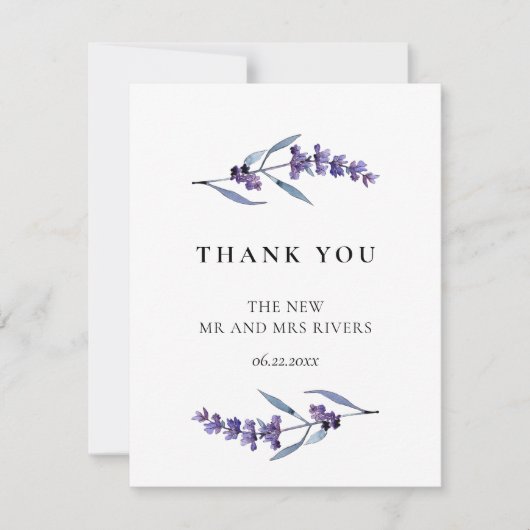 Elegant floral lavender bruiloft bedankkaart (Voorkant)