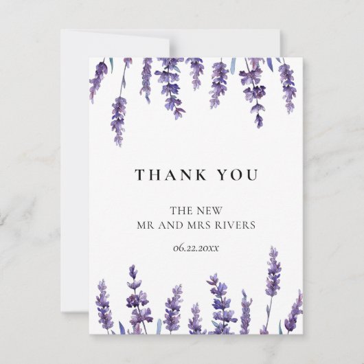 Elegant floral lavender bruiloft bedankkaart (Voorkant)