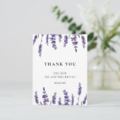 Elegant floral lavender bruiloft bedankkaart (Staand voorkant)