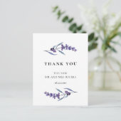 Elegant floral lavender bruiloft bedankt briefkaart (Staand voorkant)