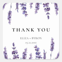 Elegant floral lavender bruiloft bedankt vierkante sticker