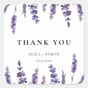 Elegant floral lavender bruiloft bedankt vierkante sticker