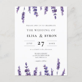 Elegant floral lavender bruiloft briefkaart