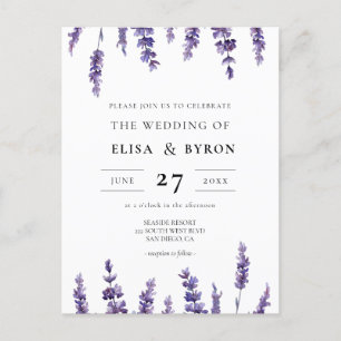 Elegant floral lavender bruiloft briefkaart