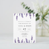 Elegant floral lavender bruiloft briefkaart (Staand voorkant)