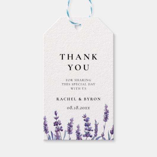 Elegant floral lavender bruiloft cadeaulabel (Voorkant)