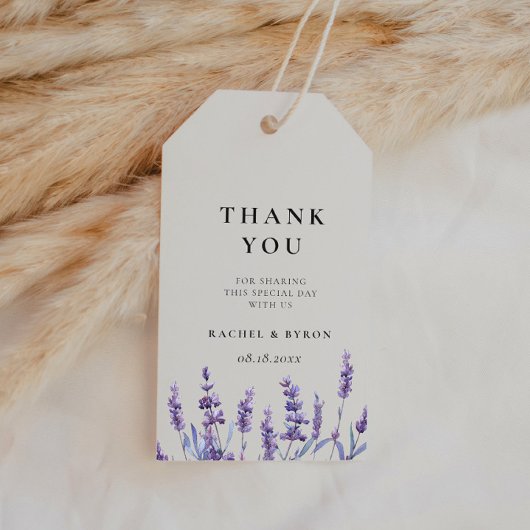 Elegant floral lavender bruiloft cadeaulabel