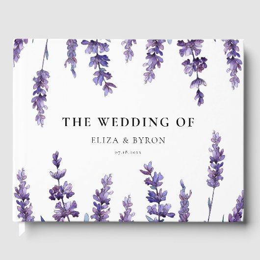 Elegant floral lavender bruiloft gastenboek (Voorkant)