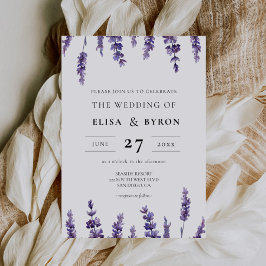 Elegant floral lavender bruiloft kaart