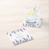 Elegant floral lavender bruiloft kartonnen onderzetters (Insitu)