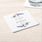 Elegant floral lavender bruiloft kartonnen onderzetters (Schuin)