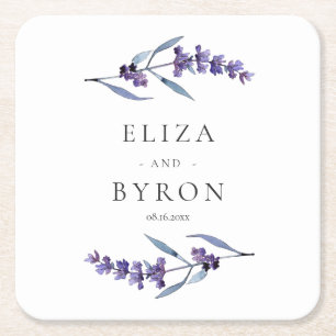 Elegant floral lavender bruiloft kartonnen onderzetters