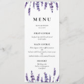 Elegant floral lavender bruiloft menu (Voorkant)