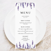 Elegant floral lavender bruiloft menu