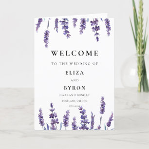 Elegant floral lavender bruiloft vouwprogramma programma