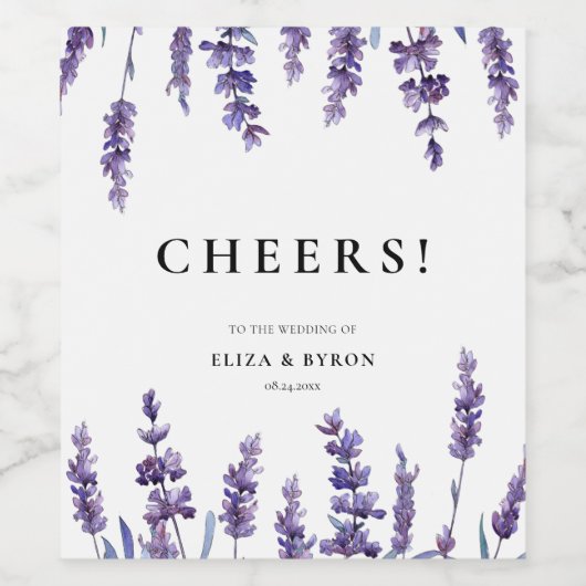 Elegant floral lavender bruiloft wijn etiket (Enkel label)