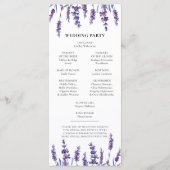 Elegant floral lavender dubbelzijdig huwelijk programmakaart (Achterkant)