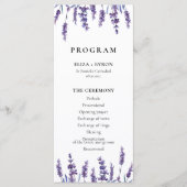 Elegant floral lavender dubbelzijdig huwelijk programmakaart (Voorkant)