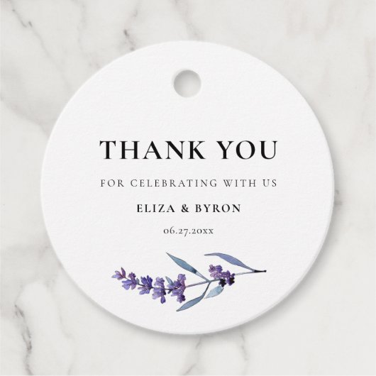 Elegant Floral Lavender Wedding Bedankjes Labels (Voorkant)