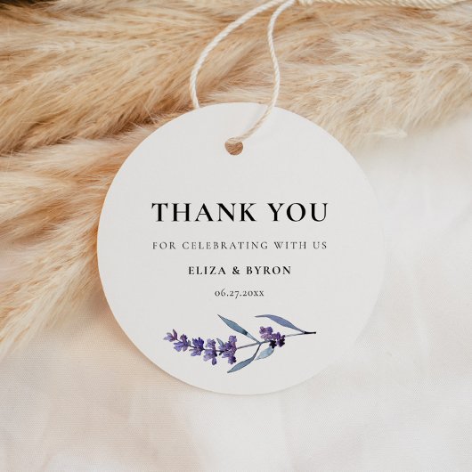 Elegant Floral Lavender Wedding Bedankjes Labels