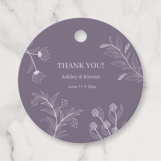 Elegant Floral Lavender Wedding Bedankjes Labels (Voorkant)