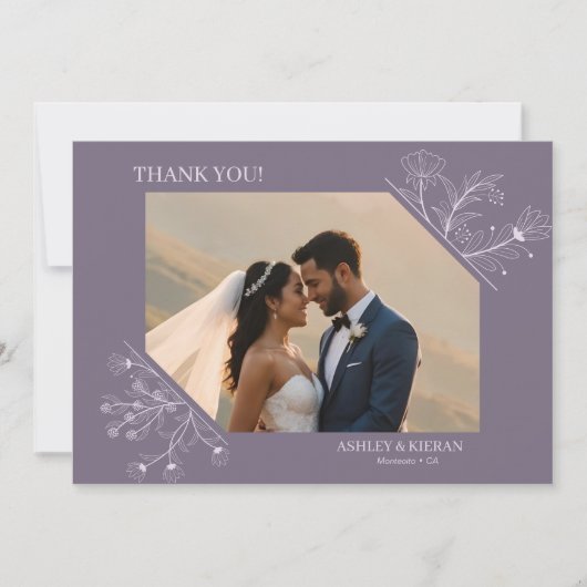 Elegant Floral Lavender Wedding Bedankkaart (Voorkant)