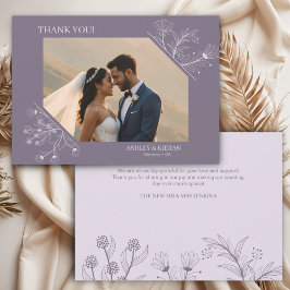 Elegant Floral Lavender Wedding Bedankkaart